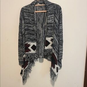 Arizona Jean Company Black and Gray Cardigan with Red Accents